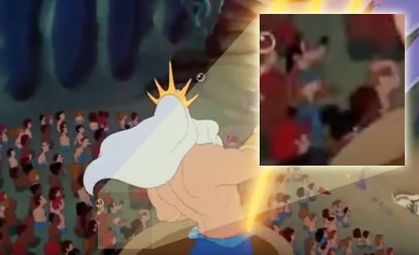 1. В сцене с королем Тритоном появились Гуфи, Микки и Дональд.