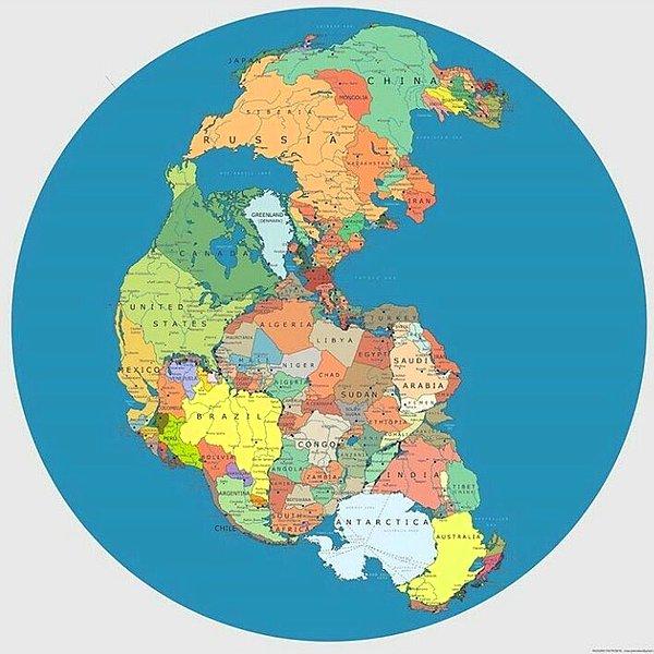 11. Kıtalar ilk haliyle kalsaydı ülkelerin sınırları böyle olacaktı.