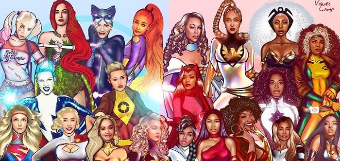 Французский художник превратил 14 безбашенных певиц в супергероев из комиксов