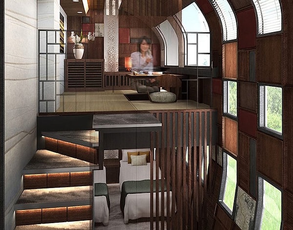 6. Каждый номер-сьют оборудован кроватью, шкафом, душем и туалетом