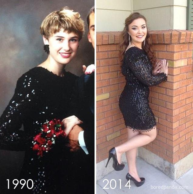 25. The mom in 1990 - The daughter in 2014.