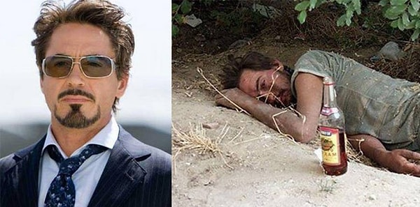 12. Роберт Дауни и побежденный зеленым змием Железный человек