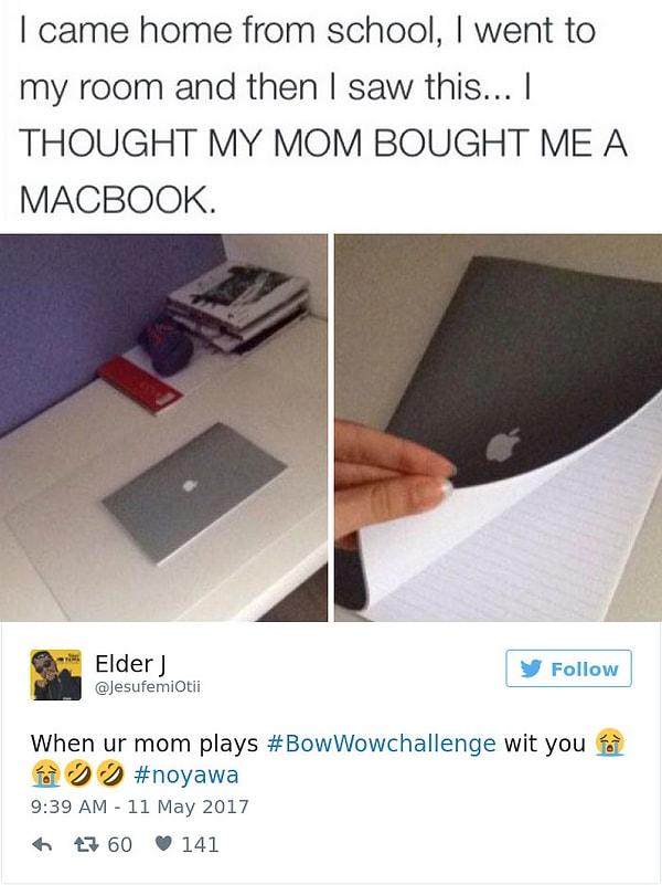 5. Annem bana MacBook almış.
