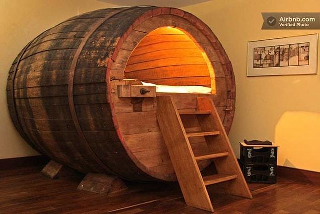 6. Old beer barrel bed