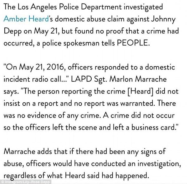 Ancak Los Angeles Polis Departmanı olay günü bir suç işlendiğiyle ilgili hiçbir kanıt bulunamadığını açıkladı.