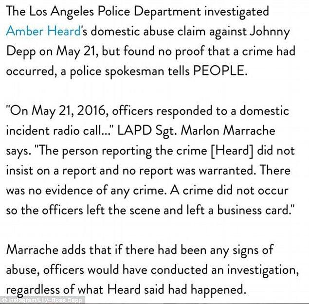 Ancak Los Angeles Polis Departmanı olay günü bir suç işlendiğiyle ilgili hiçbir kanıt bulunamadığını açıkladı.