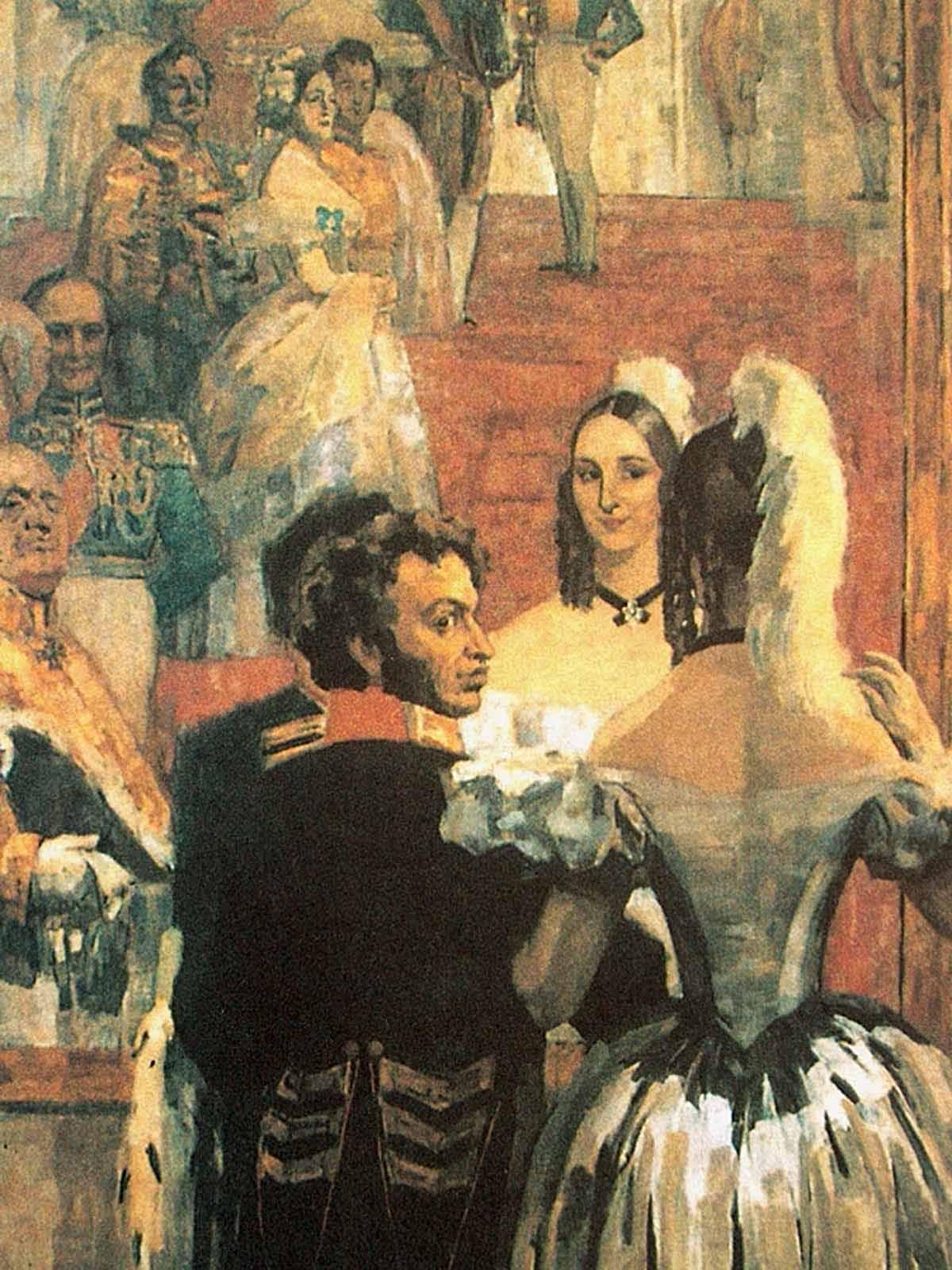 Пушкин страдать. А.С. Пушкин и н. н. Пушкина на придворном балу.