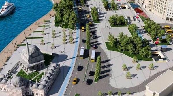 İBB, Şemsi Paşa Külliyesi'nin önüne "Üsküdar Meydan Düzenleme Projesi" kapsamında yaya yolu yapımına başlandı.