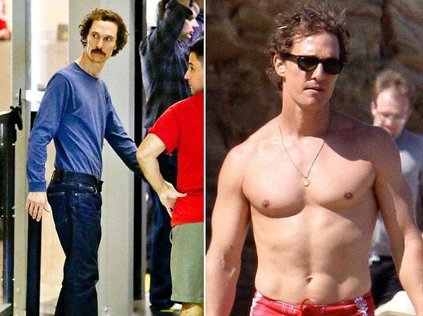 8. Matthew McConaughey, 'Sınırsızlar Kulübü' için 22 kilo vererek tanınmaz hale geldi.