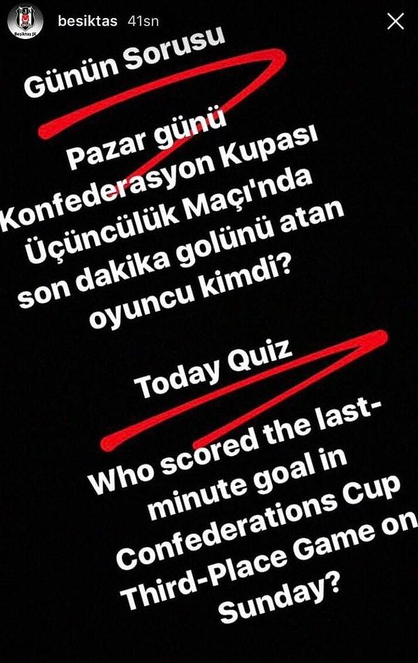 İlk önce Beşiktaş, Instagram'da bu hikayeyi paylaştı.