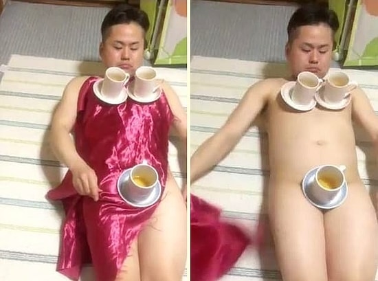 Masa Örtüsüyle Hünerlerini Sergilerken İnsanı Derin Düşüncelere Sevk Eden Bir Garip Adam