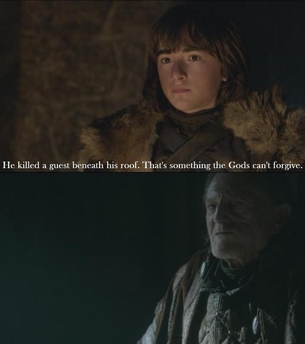 1. Kızıl düğünden bir sonraki bölümde, Bran aşçı farenin hikayesini anlattı ve şöyle söyledi: