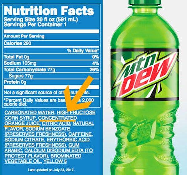 1. Mountain Dew adlı Amerikan gazozu aslında portakal suyu içerir.