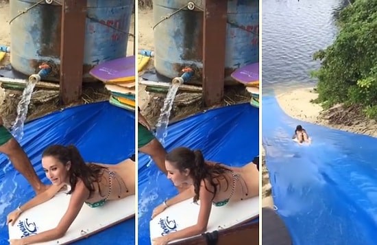 Yazın Keyfini Brezilya'da Yaşamak Varmış Dedirten Muhteşem Slip 'n Slide Görüntüsü