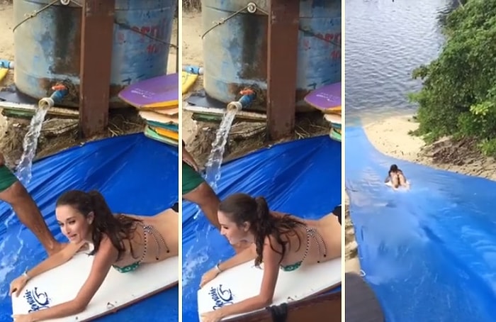 Yazın Keyfini Brezilya'da Yaşamak Varmış Dedirten Muhteşem Slip 'n Slide Görüntüsü