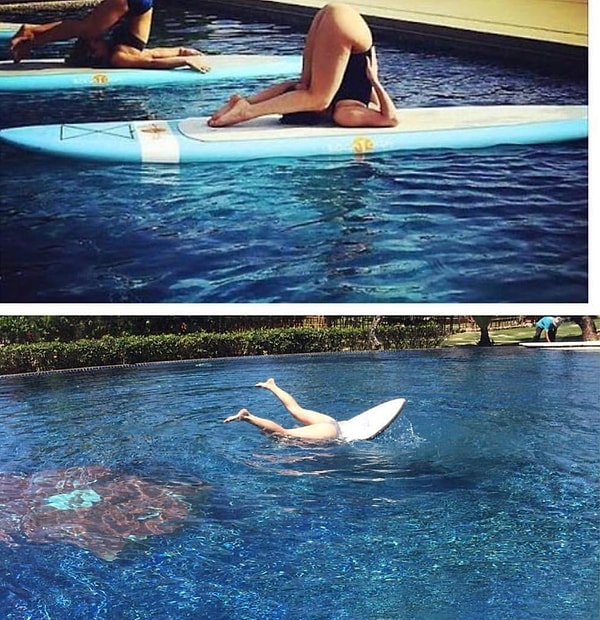 1. Леди Гага и её йога на доске для сёрфинга