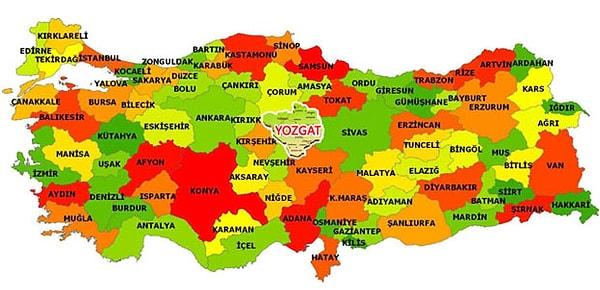 1. Yozgat Türkiye'nin tam ortasındadır.