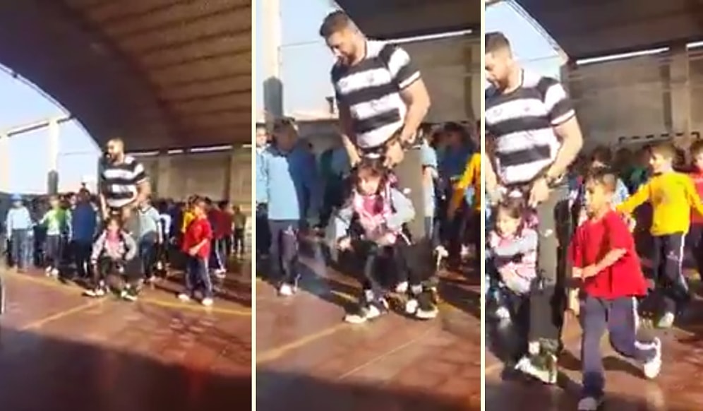 Felçli Öğrencisine Okul Gösterisi İçin Yardımcı Olan Koca Yürekli Öğretmen!