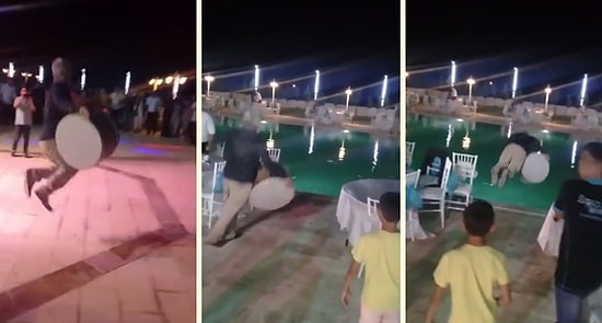 Hızını Alamayan Davulcunun Havuza Dalması