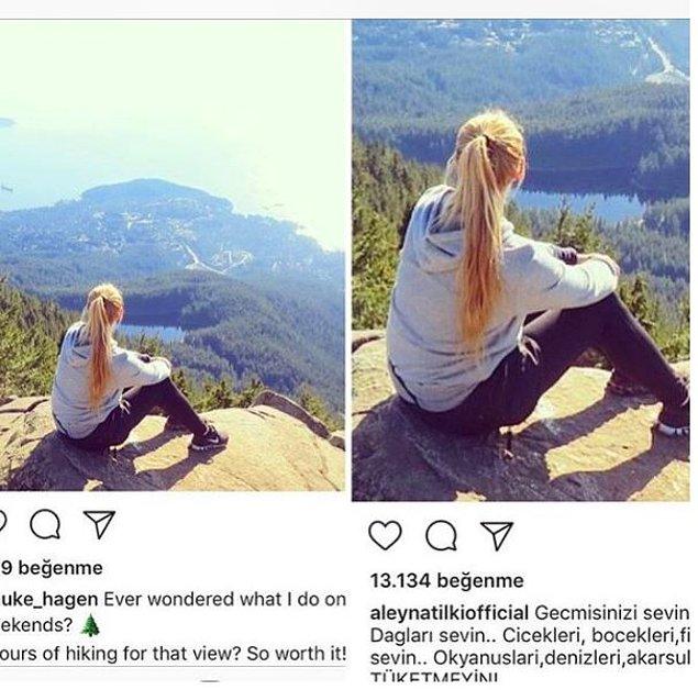 Son dönemin en çok konuşulan ünlüsü Aleyna Tilki'nin Instagram'da başkalarının fotoğraflarını kullandığı bu fotoğrafla ortaya çıktı.