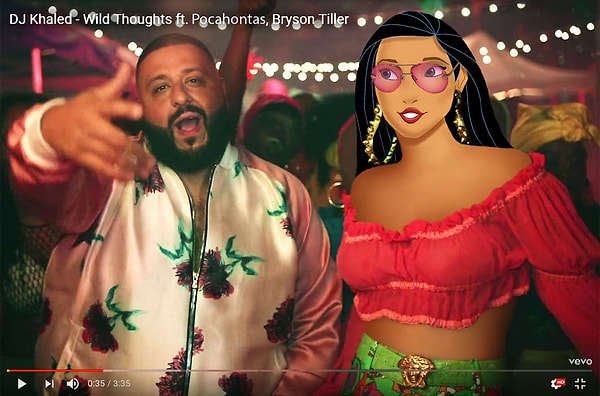 15. Покахонтас в образе Рианны из клипа "Wild Thoughts"