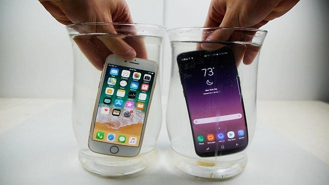 iPhone 8, Samsung Galaxy S8 Tuzlu Su Testi