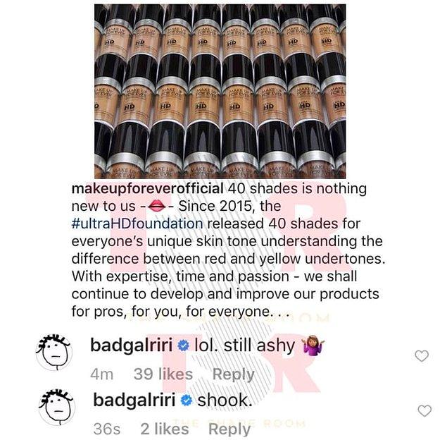 Hazır Cevaplar Kraliçesi'ni tanıyan herkes, marka için tehlike çanlarının çaldığını fark etmişken Rihanna fotoğrafın altına yorum yapmakta gecikmedi...