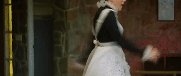 Chained doggystyle shower maid
