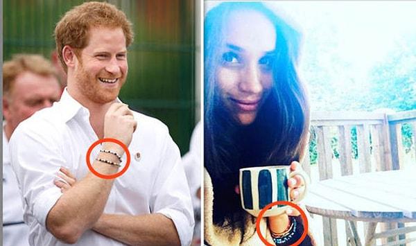 Markle, 30 Ekim'de Instagram'da yaptığı bir paylaşımda Prens Harry'de de olan bileklikle poz vererek...
