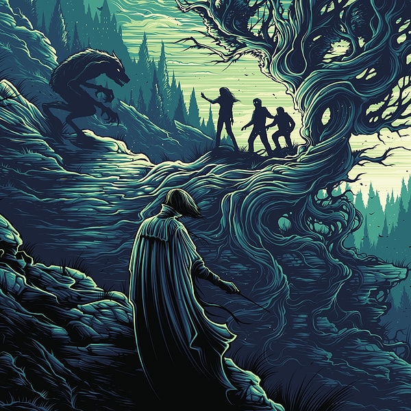 7. "Эти двое, появившись словно бы ниоткуда, пару секунд простояли в нескольких шагах друг против друга на узкой, освещённой луной тропе"