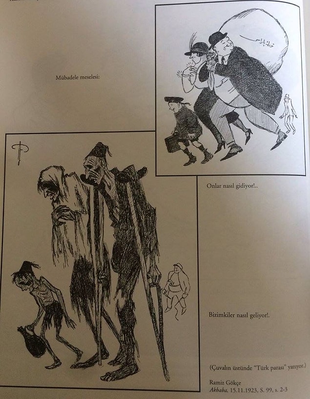 12. Nüfus mübadelesi sırasında yaşanan adaletsizliği anlatan bir karikatür, 1923