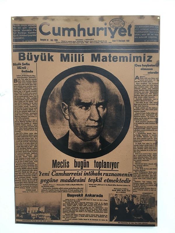 Cumhuriyet Gazetesi o gün “Büyük milli matemimiz” manşetini attı.