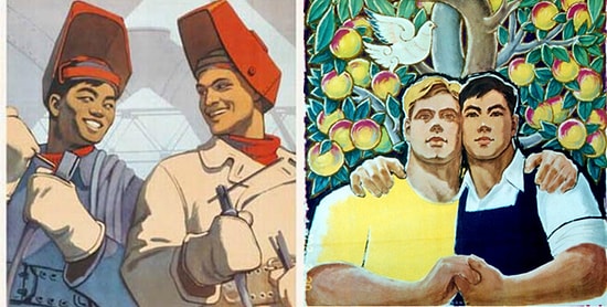 Эти советско-китайские плакаты выглядят, как пропаганда межрасовых гей-браков 😁