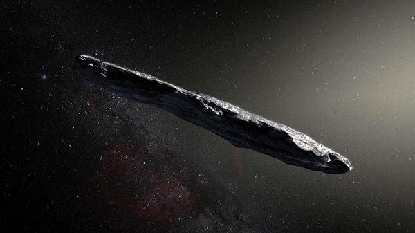 '1I/2017 U1 (`Oumuamua)' olarak bilinen bu gök cismi; tuhaf uzun bir şekle sahip, öyle ki uzunluğu genişliğinden tam 10 kat daha büyük.
