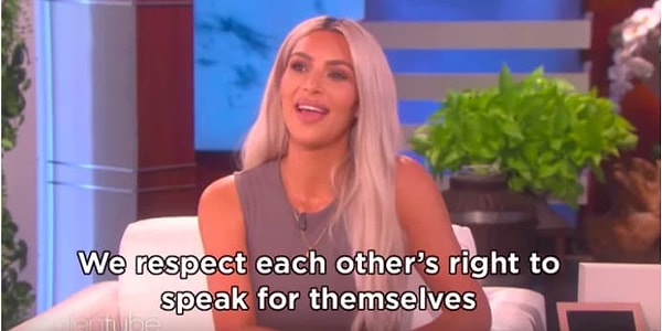 3. Ким, недавно приглашенная на шоу Эллен Дедженерес, дала понять, что никто из их семьи не будет делать таких заявлений от имени двух сестер.