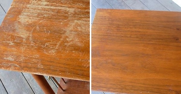 5. Чтобы избавиться от царапин на деревянном столе, смешайте 1/4 часть белого уксуса и 3/4 части оливкового масла.