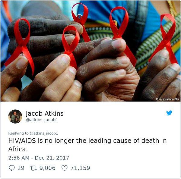 "HIV/AIDS artık Afrika'daki ölümlerin başlıca sebebi değil."