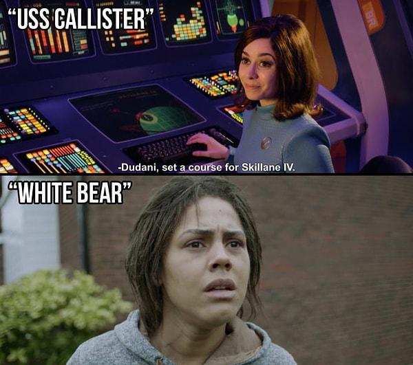 5. Ayrıca bu bölümdeki bir gezegenin adı "Skillane IV." ve Victoria Skillane ise "White Bear" bölümündeki ana karakterin ismiydi.