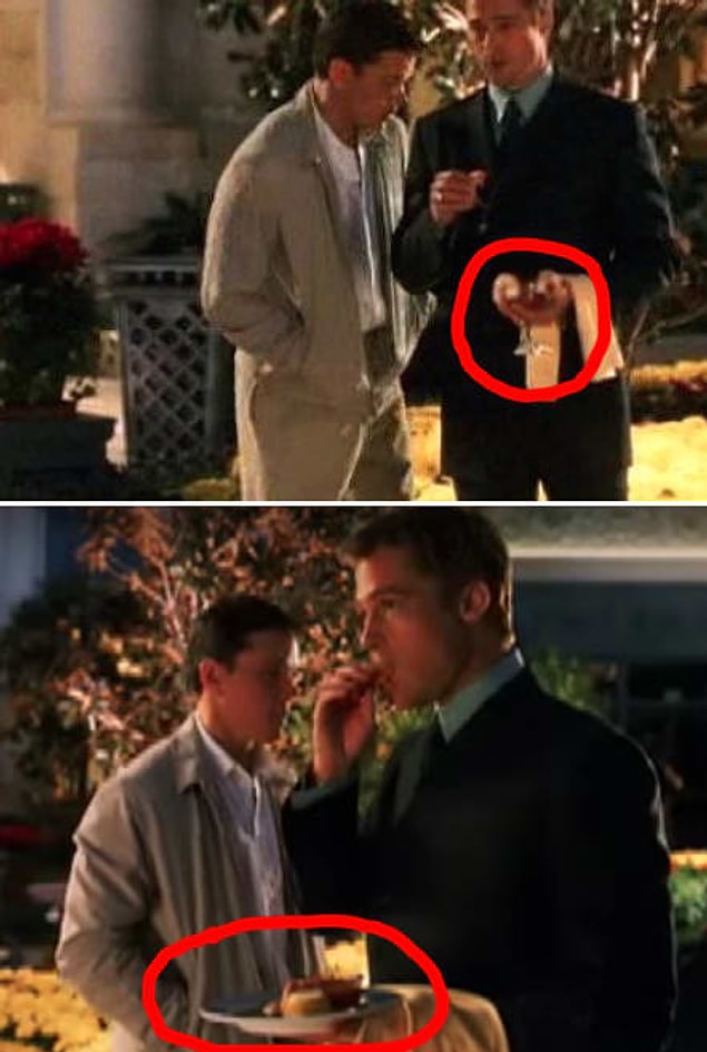 24. 'Ocean's Eleven' filminde Brad Pitt'in karides kokteylini önce bardakta, sonra tabakta, sonra da tekrar bardakta görüyoruz. Bir türlü karar veremediyse demek ki...