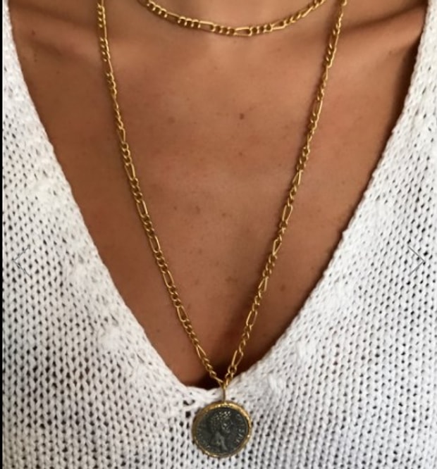 Siyah gold madalyon pendant