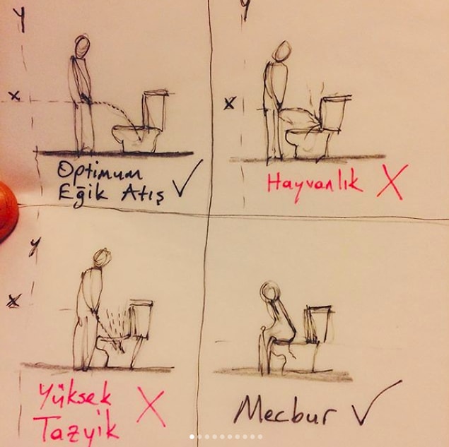 Tuvaletlerle bu kadar içli dışlı olan hesabın sahibi bir de teorem geliştirmiş. Optimum Ayakta İşeme Teoremi (OAİT)