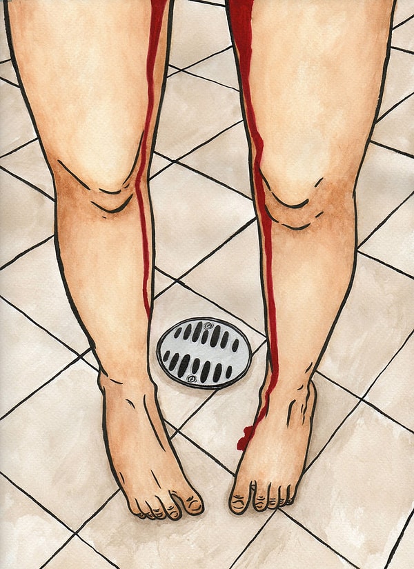 10. Испытываете странное чувство удовлетворения, глядя на то, как менструальная кровь утекает в канализацию в душе