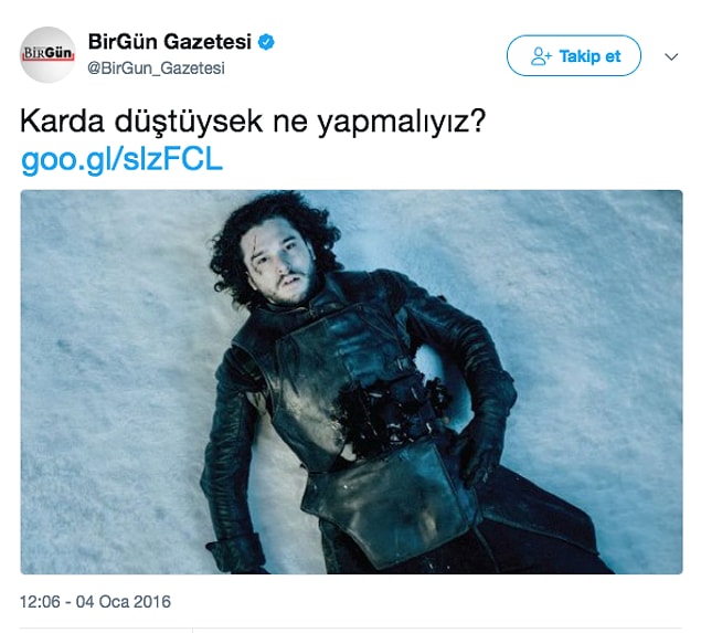 1. Jon Snow gibi düşmeyelim de bir çaresi bulunur elbet