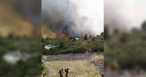 4. Снимок был сделан перед тем, как пожарные отправились тушить лесной пожар в районе населенного пункта Ярнел Хилл, штат Аризона.