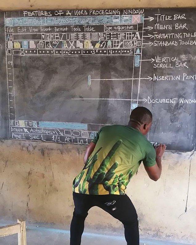 1. Gana'da sınıfta bilgisayar olmasa bile Word programını anlatan idealist bir öğretmen 👏