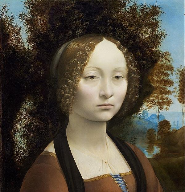 11. Portrait of Ginevra de' Benci, Leonardo da Vinci, 1474.