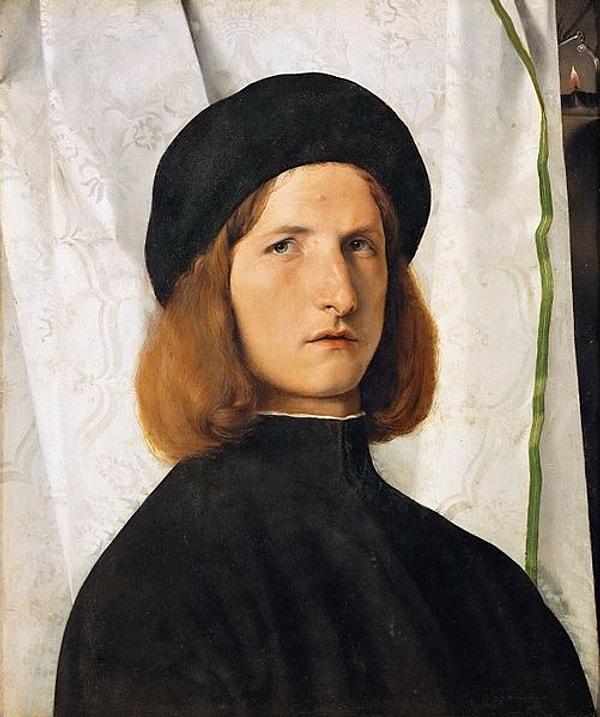 14. Portrait of a young man in front of a white curtain, Lorenzo Lotto, 1506-1508.