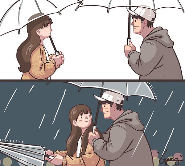 8. Может, под одним зонтиком и теснее, но так гораздо уютнее