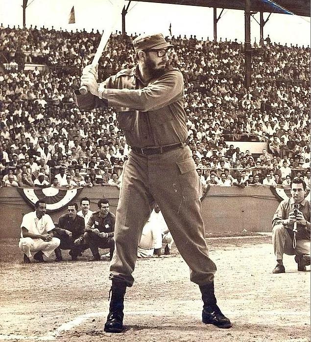 4. Fidel Castro playing baseball in Havana, 1959