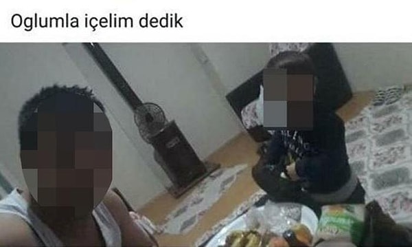 Küçük çocuğa alkol verdikleri fotoğrafları paylaşan çift, altına da, 'Oğlumuzla içelim dedik' yazdı.